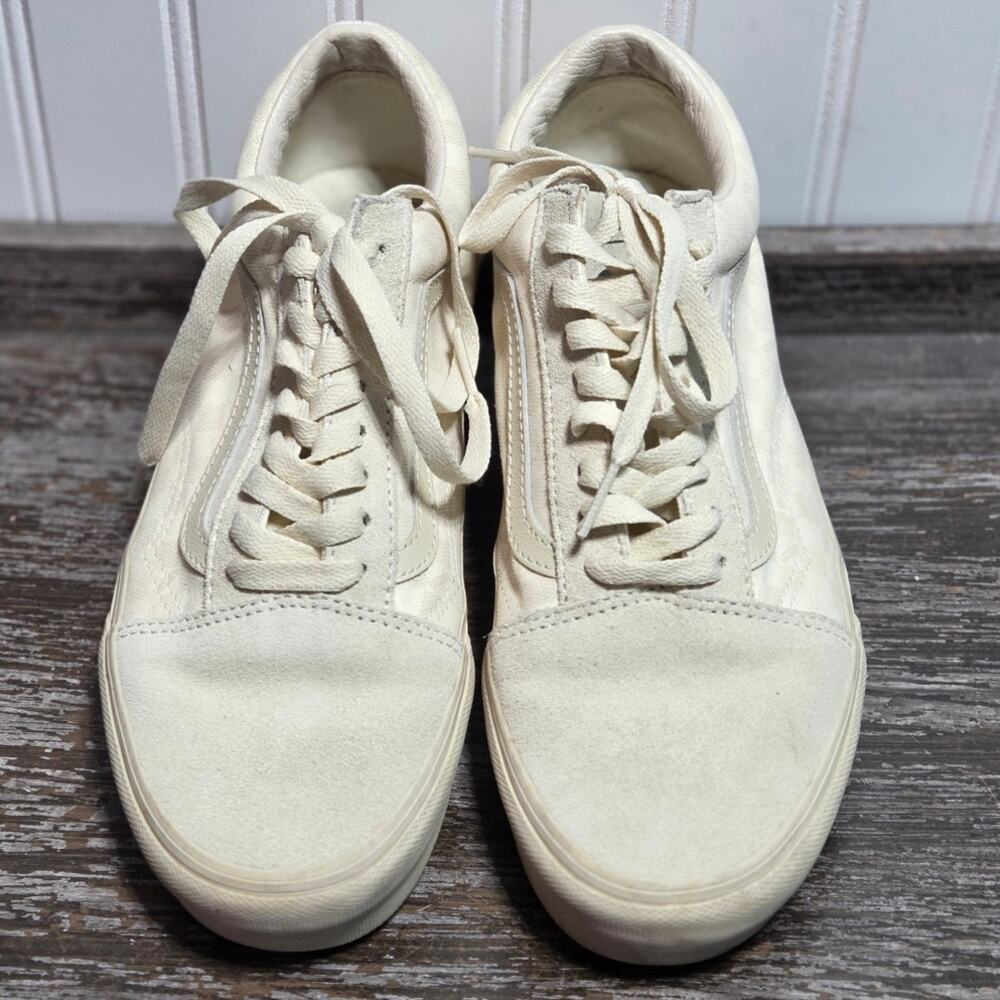 Vans Unisex Off White Leather and Canvas Platform Old Skool Sneaker M7.5 W9 - Picture 2 of 7